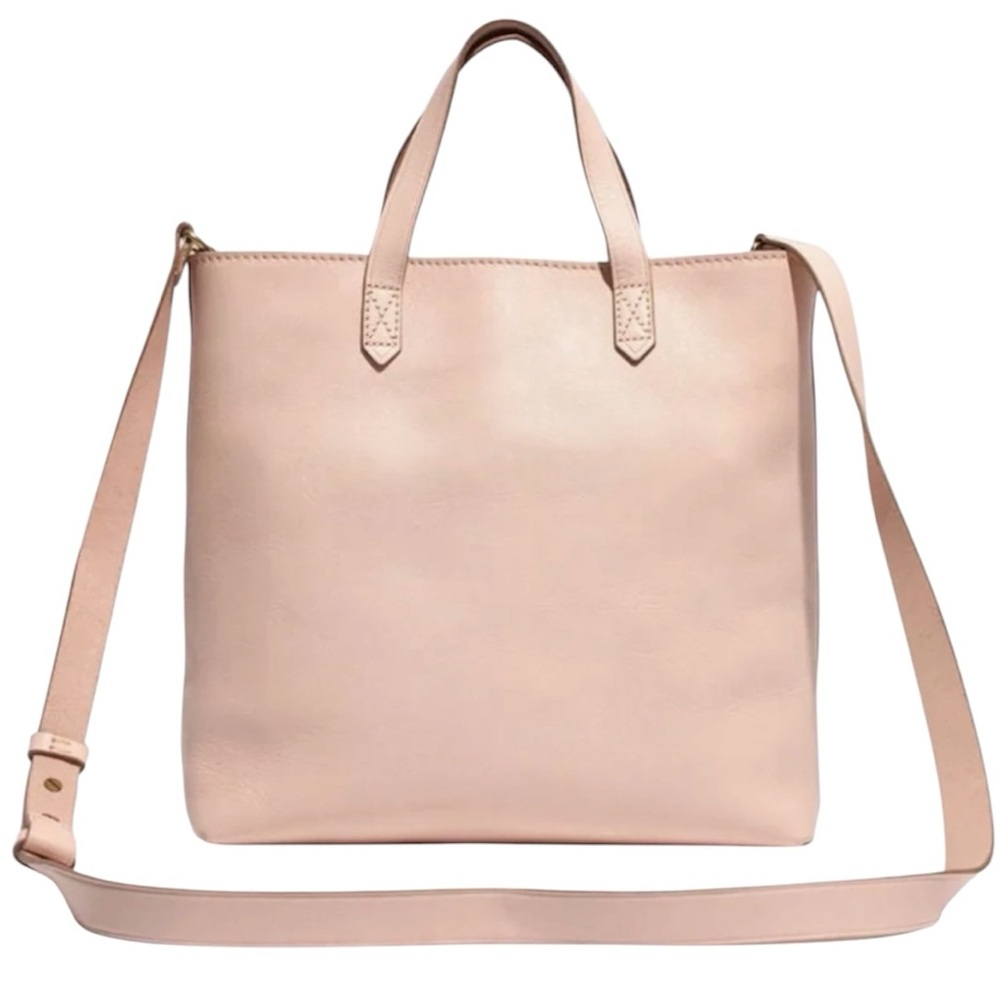 Madwell Blush Pink Leather Zip Top Transport  Crossbody Tote Purse